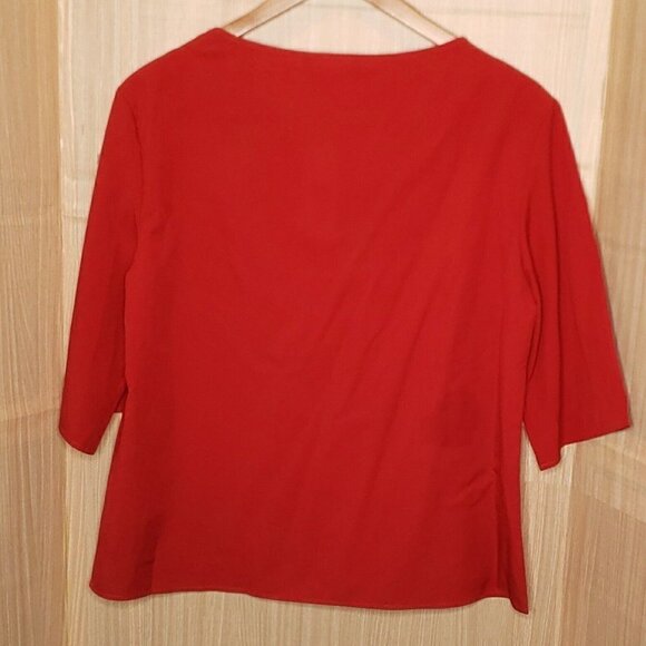 Noracora Womens New Red Elbow Length Crochet Detail Top Large - Picture 2 of 7